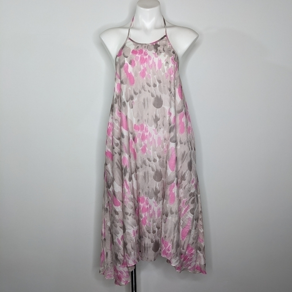 Courtney Washington pink grey halter dress L